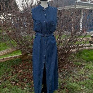Vintage 90s Jessica Denim Maxi Dress Sz Med